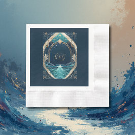 blauwe kustvibe bruiloft servet