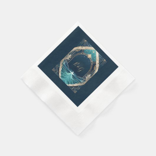 blauwe kustvibe bruiloft servet (Hoek)