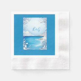 blauwe kustvibe bruiloft servet