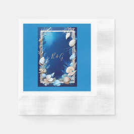 blauwe kustvibe bruiloft servet