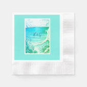 blauwe kustvibe bruiloft servet (Voorkant)