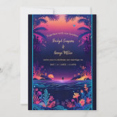 blauwe kustvibe bruiloft uitnodiging (Voorkant)