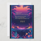 blauwe kustvibe bruiloft uitnodiging (Achterkant)