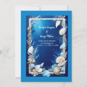 blauwe kustvibe bruiloft uitnodiging (Voorkant)