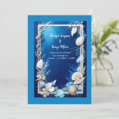 blauwe kustvibe bruiloft uitnodiging (Staand voorkant)