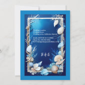 blauwe kustvibe bruiloft uitnodiging (Achterkant)