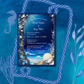 blauwe kustvibe bruiloft uitnodiging