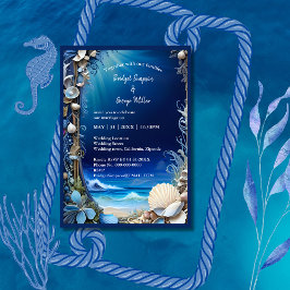 blauwe kustvibe bruiloft uitnodiging