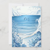 blauwe kustvibe bruiloft veilig de datum Uitnodigi Kaart (Achterkant)