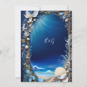 blauwe kustvibe bruiloft veilig de datum Uitnodigi Kaart (Achterkant)