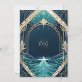 blauwe kustvibe bruiloft veilig de datum Uitnodigi Kaart (Achterkant)