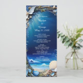 Blauwe kustvibe huwelijksprogramma & menu (Staand voorkant)