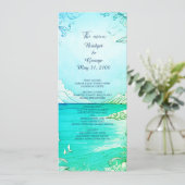 Blauwe kustvibe huwelijksprogramma & menu (Staand voorkant)