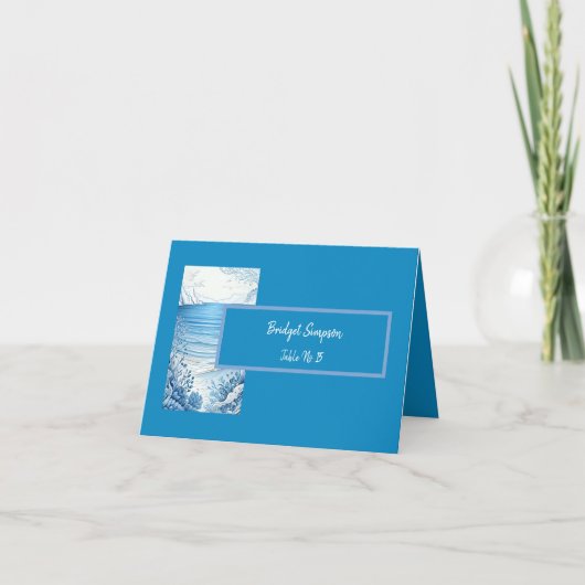 blauwe kustvibe Opgevouwen bedankkaart (Voorkant)