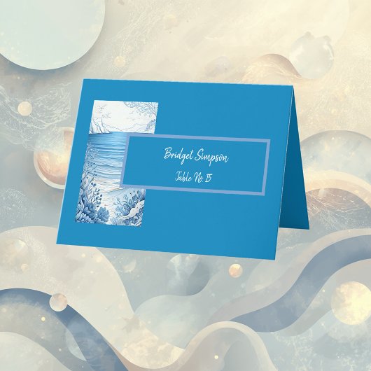 blauwe kustvibe Opgevouwen bedankkaart