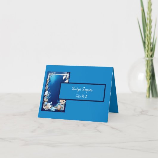 blauwe kustvibe Opgevouwen bedankkaart (Voorkant)