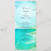 blauwe kustvibes bruiloftsprogramma & menu (Voorkant)