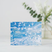 Blauwe kustvogels Moderne Waterverf Art Briefkaart (Staand voorkant)