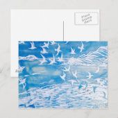 Blauwe kustvogels Moderne Waterverf Art Briefkaart (Voorkant / Achterkant)