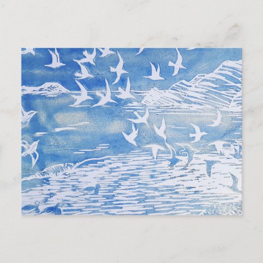 Blauwe kustvogels Moderne Waterverf Art Briefkaart (Voorkant)