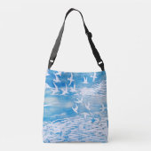 Blauwe kustvogels Moderne Waterverf Art Crossbody Tas (Achterkant)