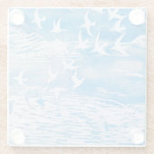 Blauwe kustvogels Moderne Waterverf Art Glazen Onderzetter (Achterkant)
