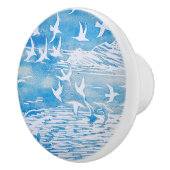 Blauwe kustvogels Moderne Waterverf Art Keramische Knop (Rechts)