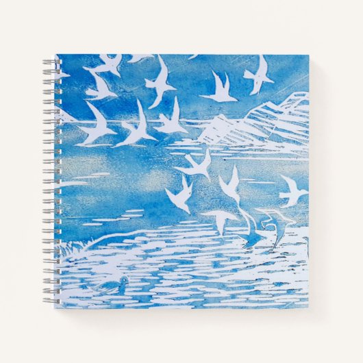 Blauwe kustvogels Moderne Waterverf Art Notitieboek (Voorkant)