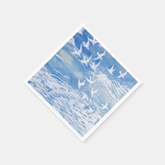 Blauwe kustvogels Moderne Waterverf Art Servet (Hoek)