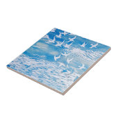 Blauwe kustvogels Moderne Waterverf Art Tegeltje (Zijkant)