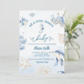 Blauwe Kustzee je binnenkort babyshower Kaart (Staand voorkant)