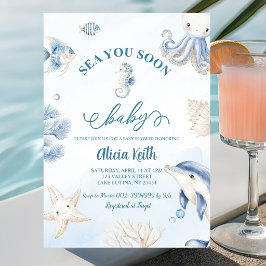 Blauwe Kustzee je binnenkort babyshower Kaart