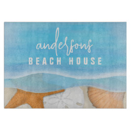 Blauwe kustzeekust Whimsical Ocean Seashells Snijplank