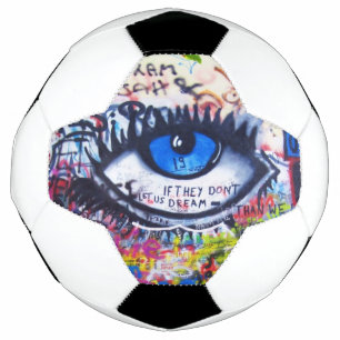 Blauwe kwade oog moderne graffiti voetbal