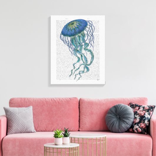 Blauwe kwal canvas afdruk (Insitu (Woonkamer))