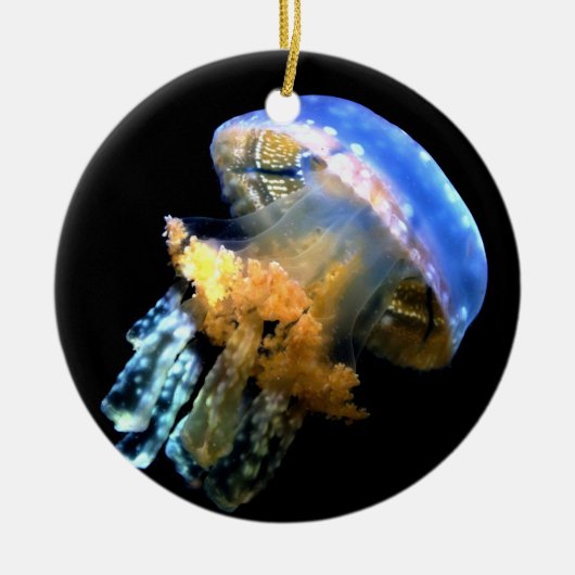 Blauwe kwal keramisch ornament (Voorkant)