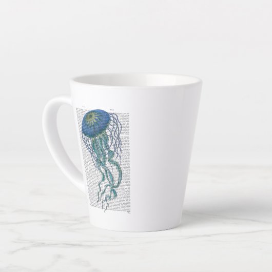 Blauwe kwal latte mok (Linkerhoek)