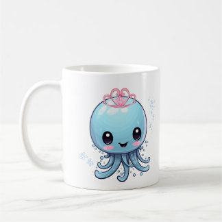 Blauwe kwal met een roze tiara Coffee Mok