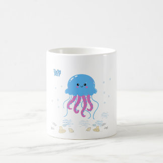 Blauwe kwal met roze tentakels Koffie Mok
