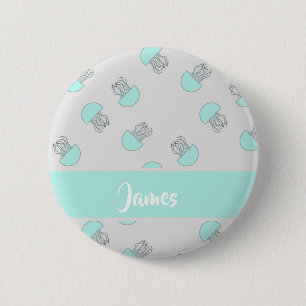 Blauwe kwal op grijs ronde button 5,7 cm