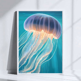 Blauwe kwal | Schilderkunst Oceandier Poster