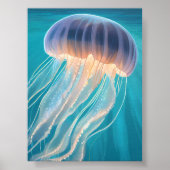 Blauwe kwal | Schilderkunst Oceandier Poster (Voorkant)