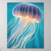 Blauwe kwal | Schilderkunst Oceandier Poster (Voorkant)