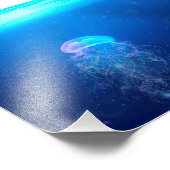 Blauwe kwal zwemt in mythe oceaan foto afdruk (Hoek)