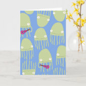 Blauwe Kwallen die de Wenskaarten van de Ukelele Kaart (Gele Bloem)