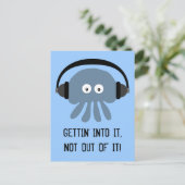 Blauwe kwallen die in het briefkaart van IT terech (Staand voorkant)