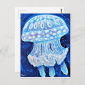 Blauwe kwallen schilderen briefkaart (Voorkant / Achterkant)