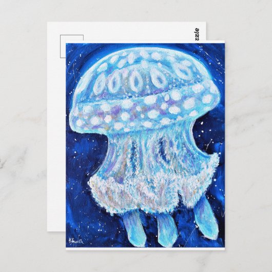Blauwe kwallen schilderen briefkaart (Voorkant / Achterkant)