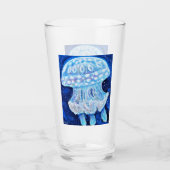 Blauwe kwallen schilderen glas (Voorkant)