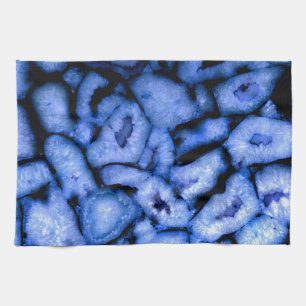 Blauwe Kwarts Agiet, blauwe Geodes, abstract patro Theedoek